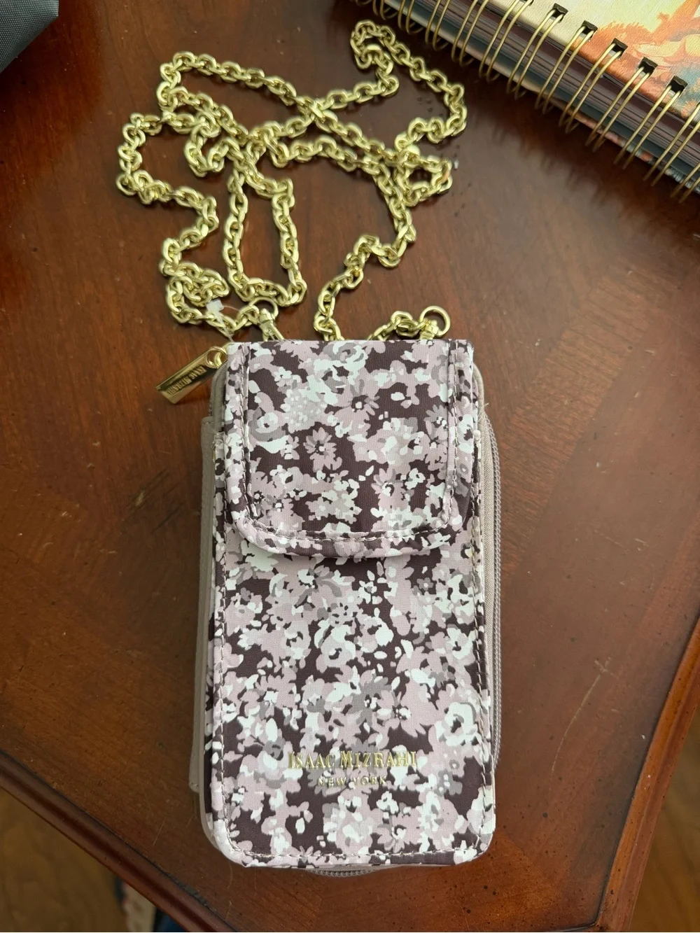 Isaac Mizrahi New York Floral Chain Crossbody Phone Pouch/Wallet